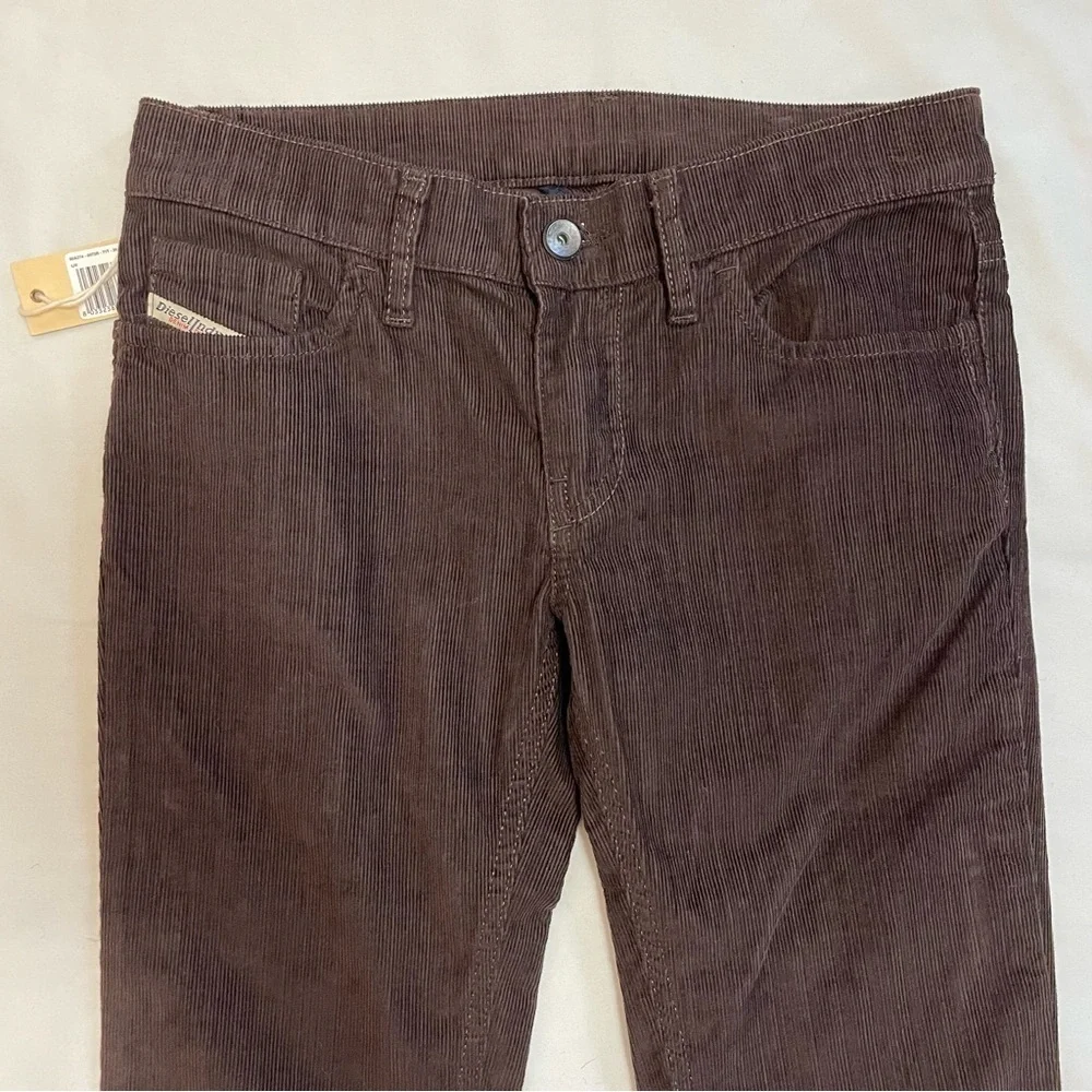NWT New Diesel Straight Leg Corduroy Brown Pants Size 25